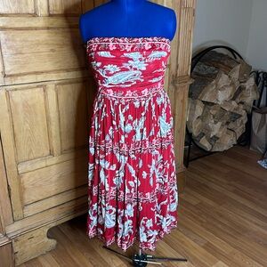 White House, black market, red floral strapless dress item104